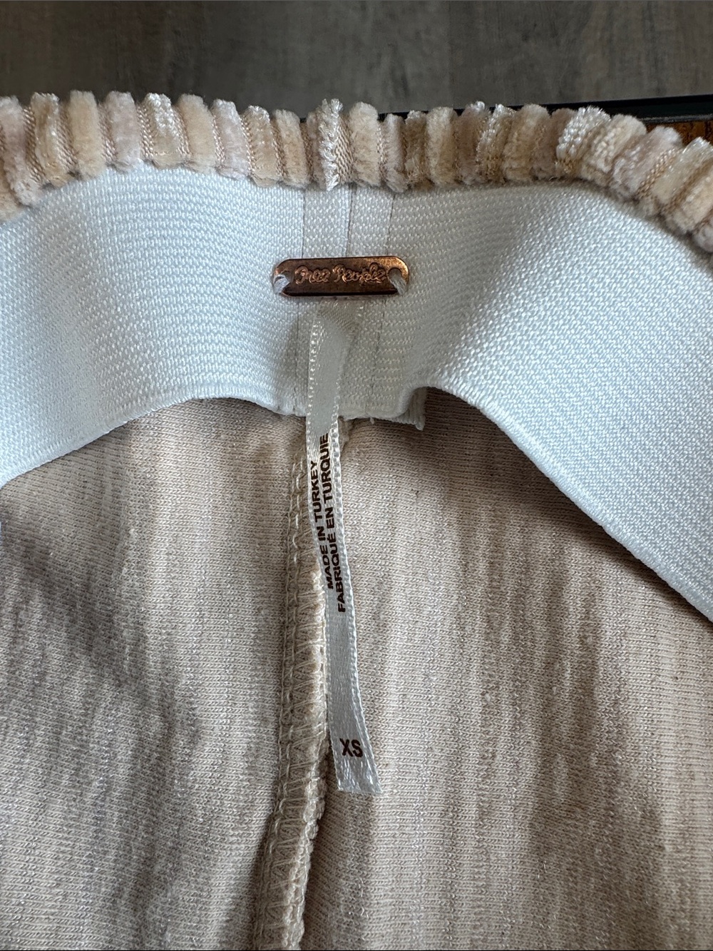Free People Cream Ribbed Wide-Leg Pants - Picture 3 of 4